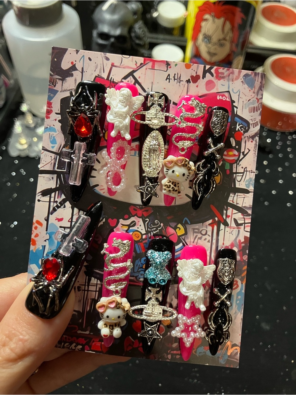 Hello Kitty handmade press on nails